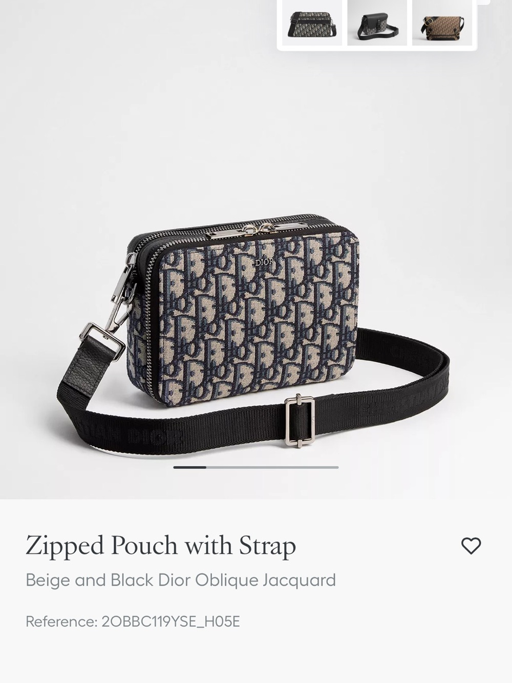 Dior Oblique Jacquard Zipped Belt Pouch in Beige and Black